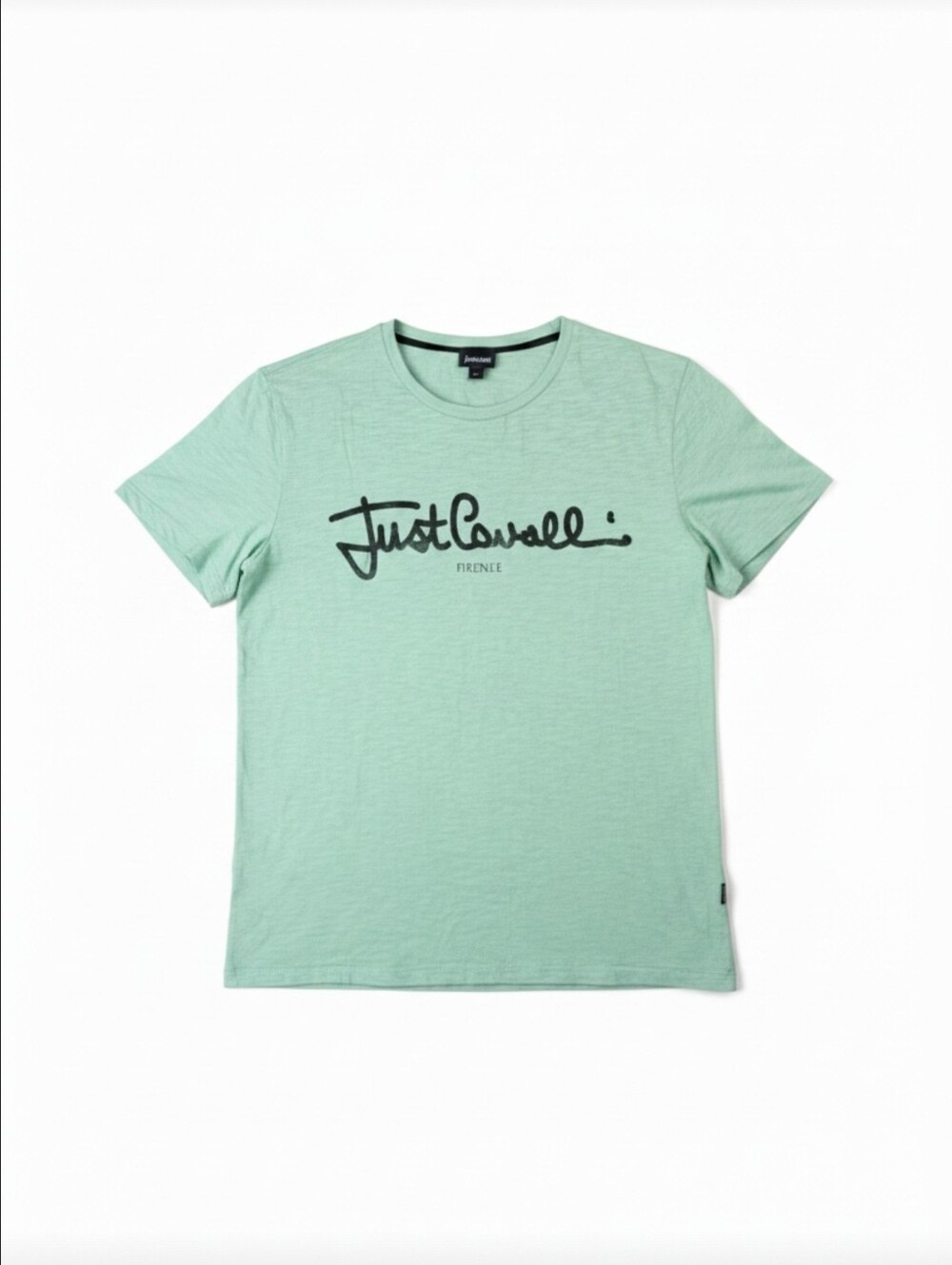 Just Cavalli Men's Firenze Script Graphic T-Shirt Medium Mint Teal